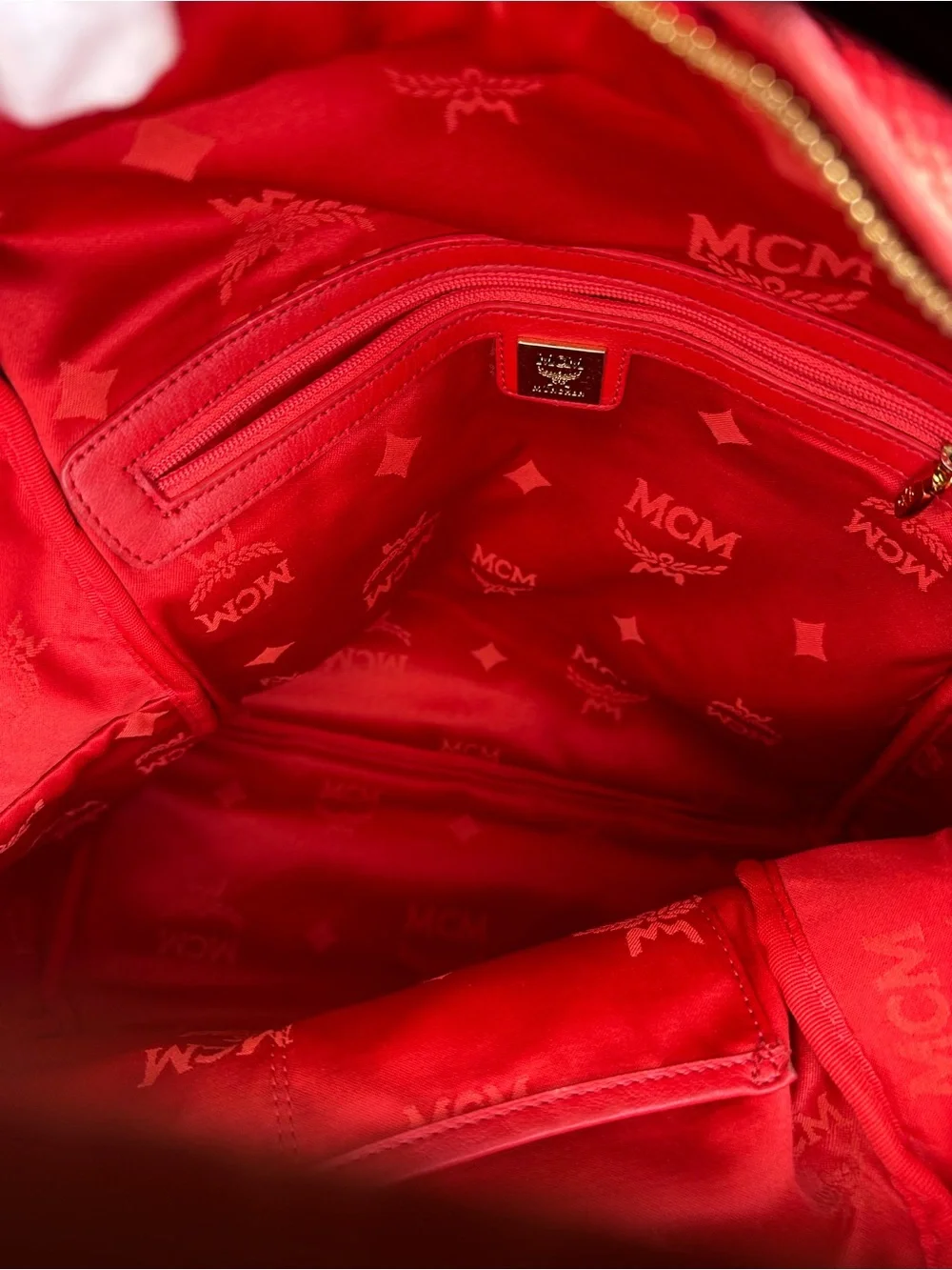 MCM Choral Logo-Print Backpack with Gold & Silver Studs
